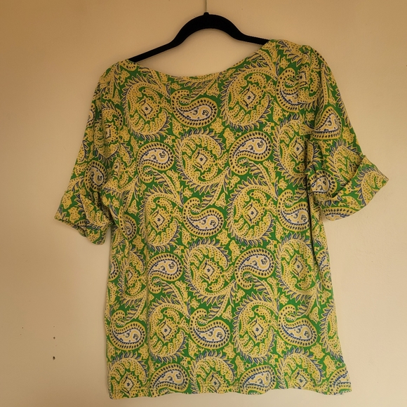 Lauren Ralph Lauren 2X Green Paisley Blouse 100% cotton - Picture 7 of 9